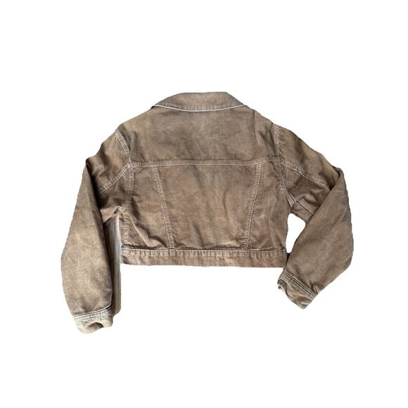 Pacsun Flannel Lined Corduroy Trucker Jacket Crop Women’s XS/S‎ Orange Brown - Picture 2 of 7